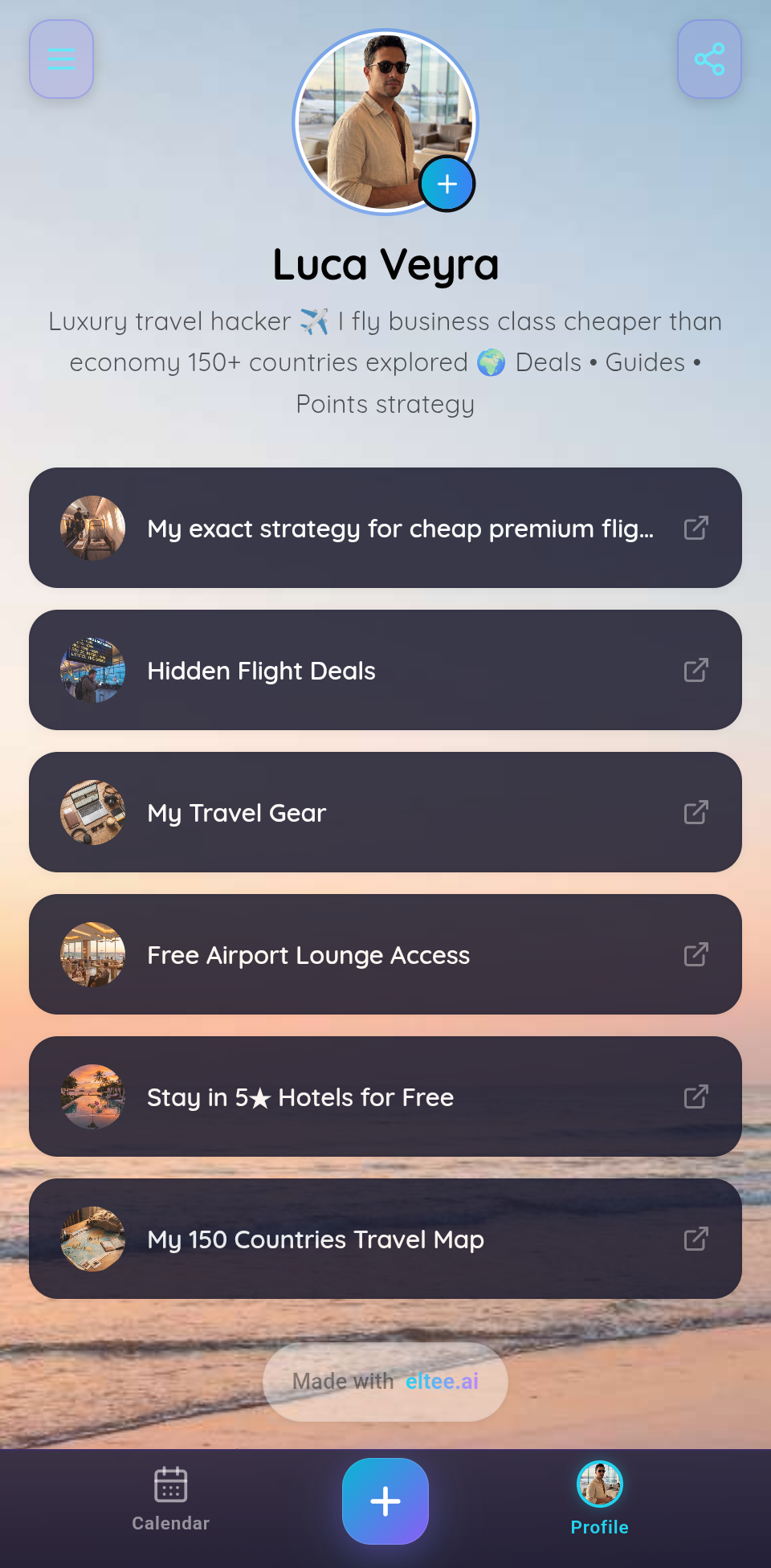 Rows layout — Luca Veyra profile